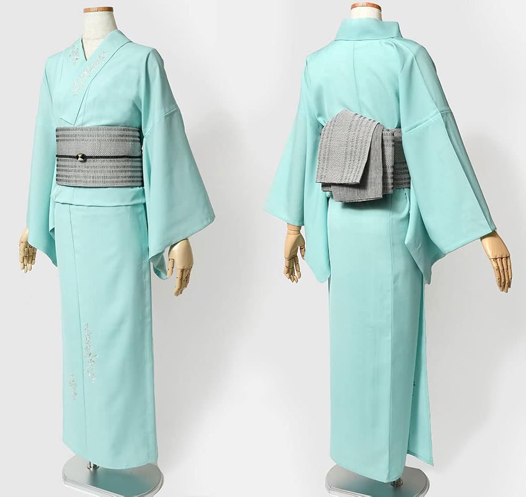 セオアルファ浴衣 MIMATSU 美品 TORAY [セオα] 浴衣 にじみ麻の葉(生成り×紫色） ゆかた セオ